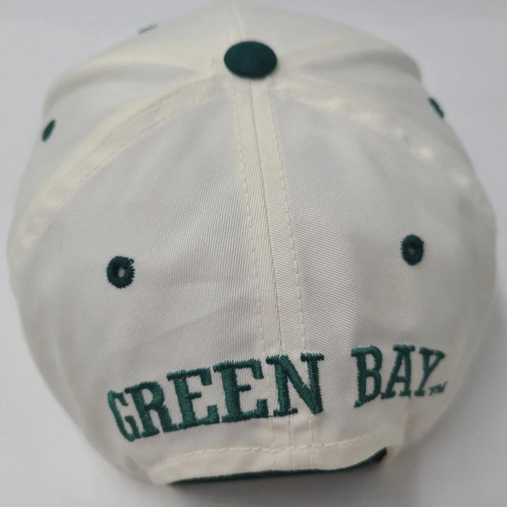 Vintage Green Bay Packers Hat Snapback Logo 7 White Green NFL Football Script